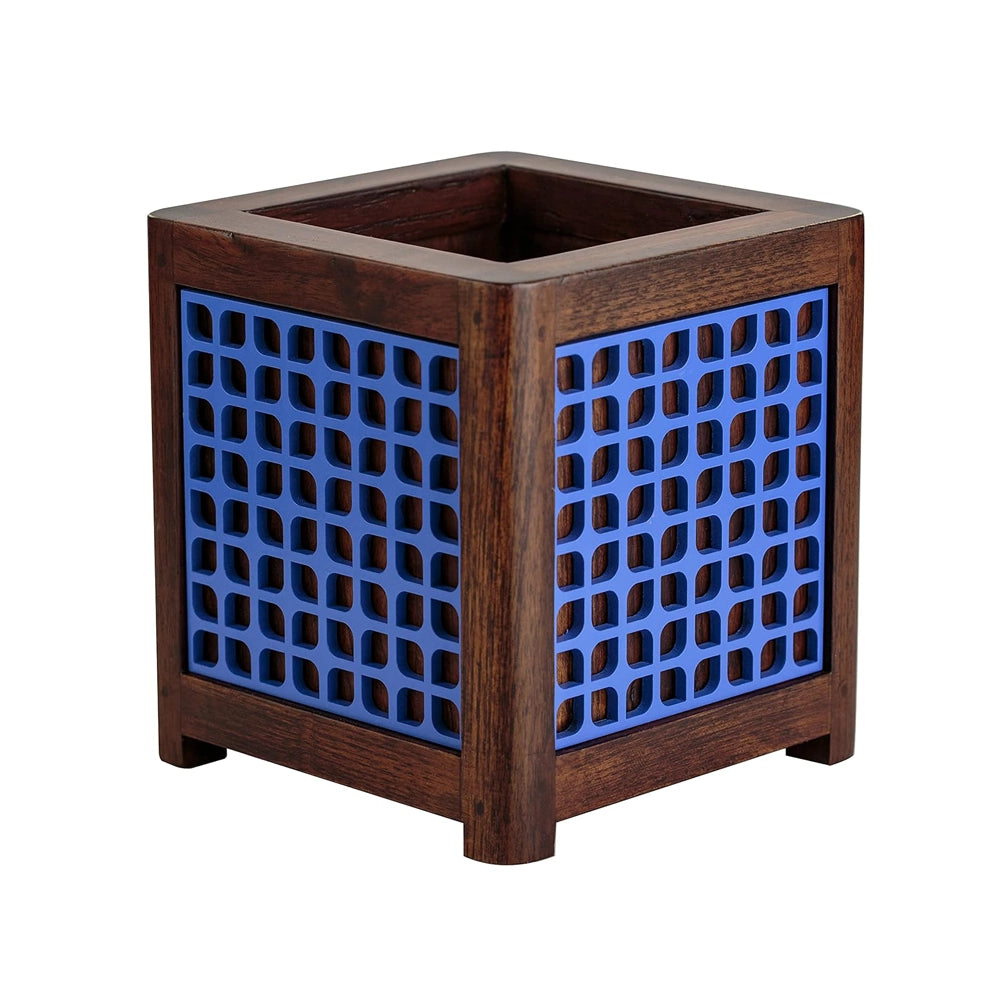 Point of Hue QUBO Placid Leafy Blue Planter Pot